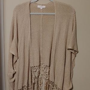 Hippi Flower and Fringe Knit Shrug